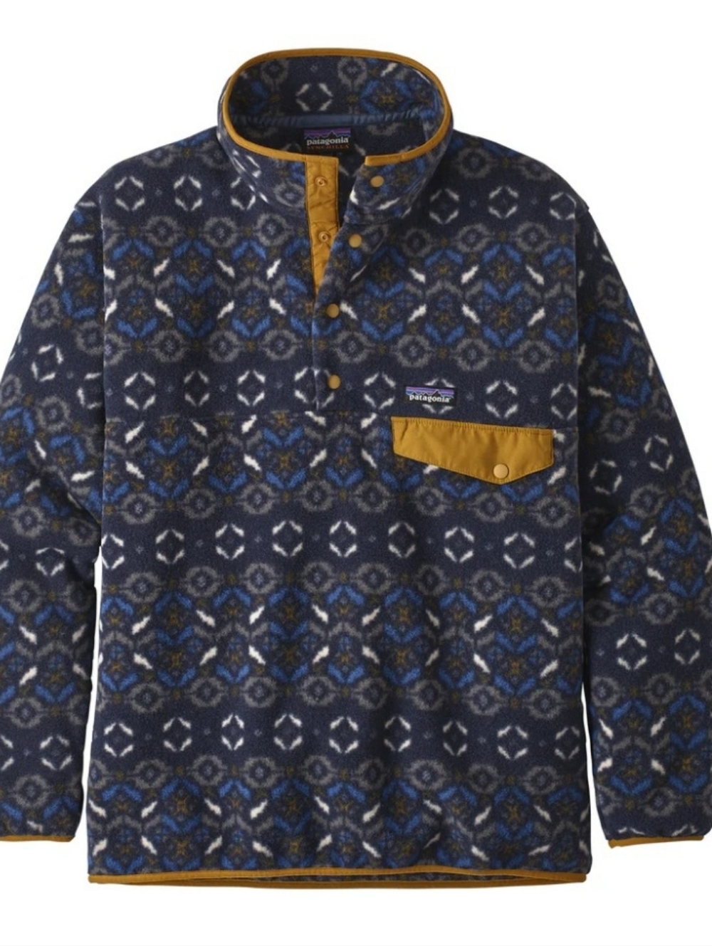 Patagonia Mens Synchilla Snap-T Fleece Pullover M Navy Geometric